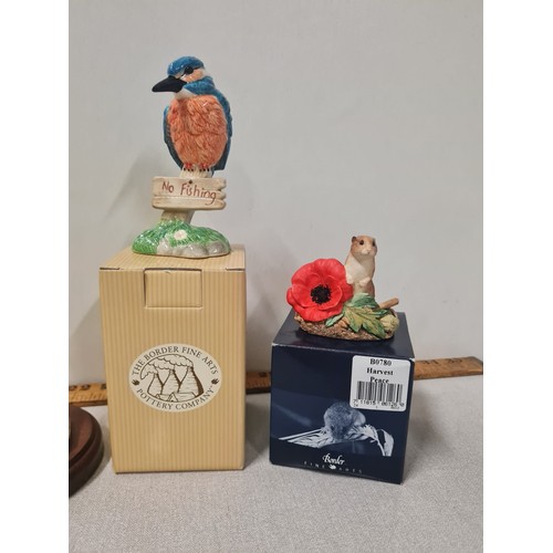 297 - 6 border fine arts sculptures to include kingfisher & sheep etc