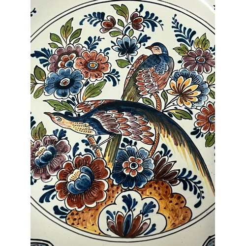 299 - large signed deft platter with peacock design 36cm diameter