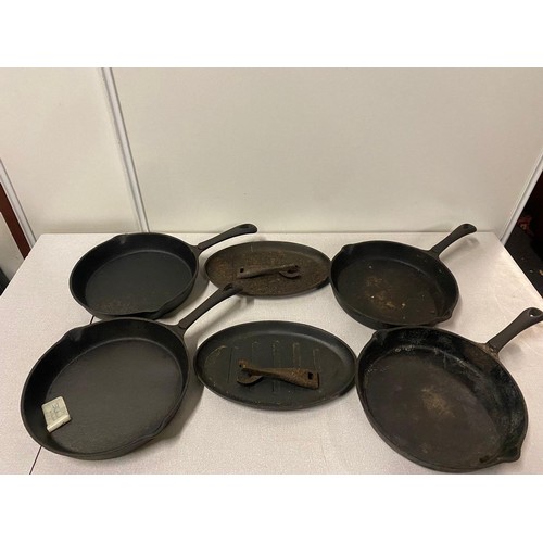 421 - selection of cast iron catering pans