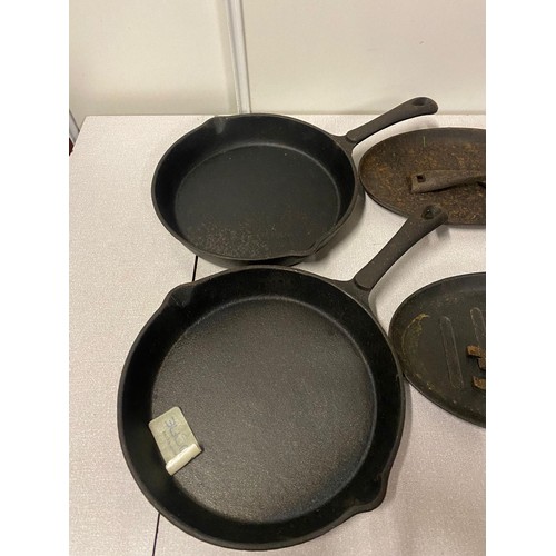 421 - selection of cast iron catering pans