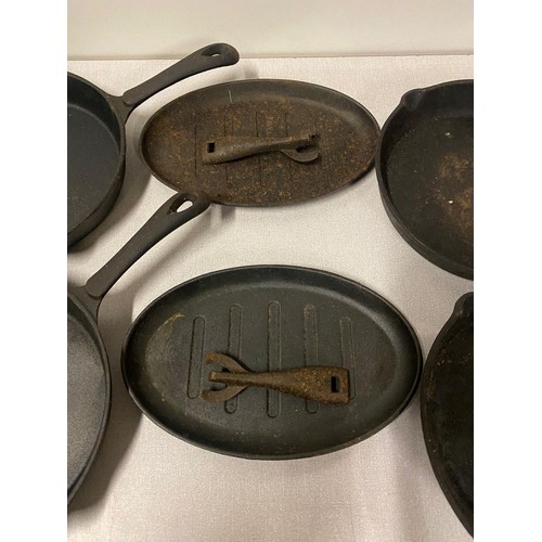 421 - selection of cast iron catering pans