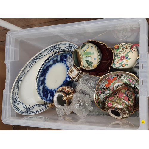 444 - box of collectables to include oriental wares etc