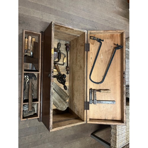 200A - antique joiners tool box with some old tools