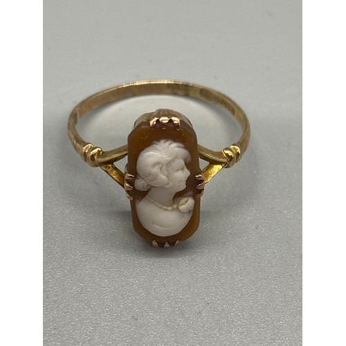 45 - 9ct gold and cameo ring.