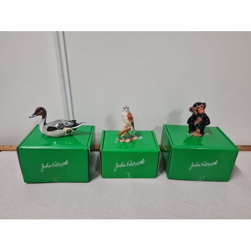 57 - 3 Boxed Beswick to include 'Pintail', 'Kestrel' & 'Baby chimp'