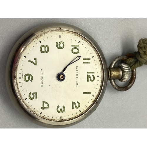 59 - Antique John Purdie Carluke silver pocket watch, Roxedo pocket watch and Ingersoll watch cover. Both... 