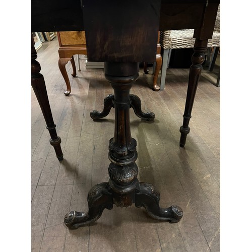 79 - antique carved wooden drop leaf table