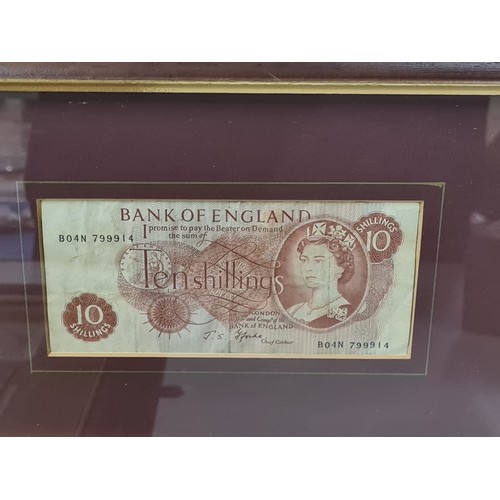 105 - 3 Framed notes to include 2 Allied Irish Banks £10 notes & Bank of England £5 & 10 shilling notes