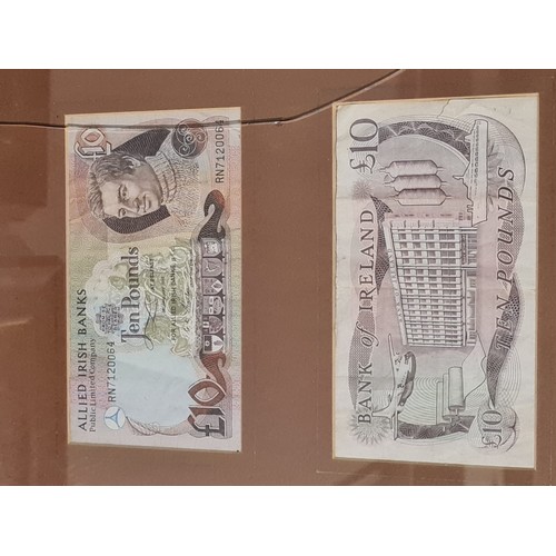 105 - 3 Framed notes to include 2 Allied Irish Banks £10 notes & Bank of England £5 & 10 shilling notes