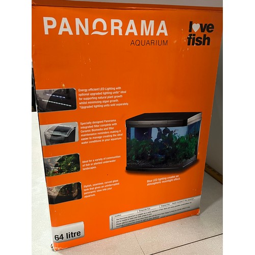 115 - New Love fish 64 litre panorama aquarium with LED lighting & heater.