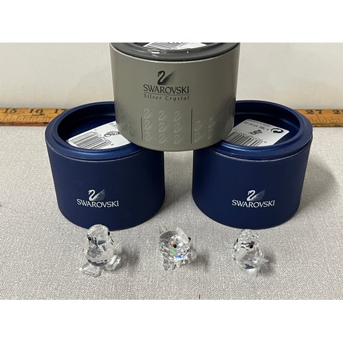 16 - 3 Swarovski crystal birds to include chicken & duck etc with original boxes.