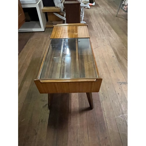 44 - A mid century G-plan E. Gomme Brandon glass topped teak coffee table, with pull through drawer, supp... 