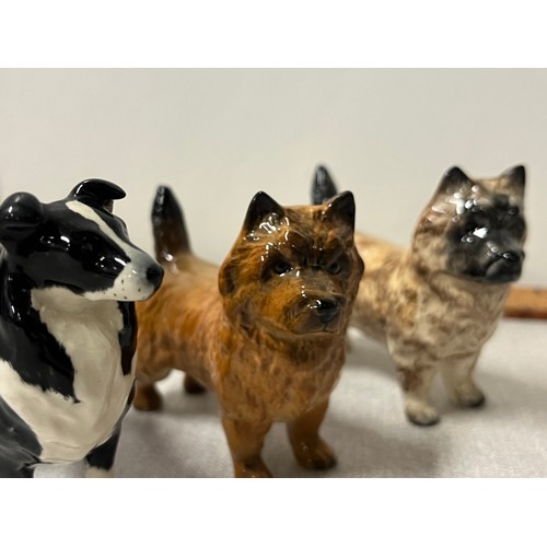 81 - 6 Vintage Beswick dogs to include Cairn Terriers, Bulldogs & Collie