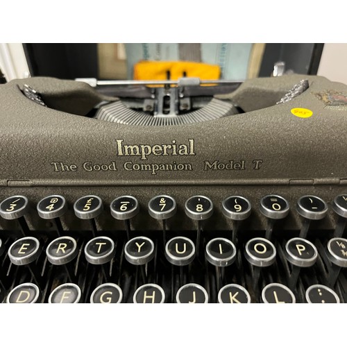 162 - Vintage Imperial the good companion model T typewriter with carry case etc.