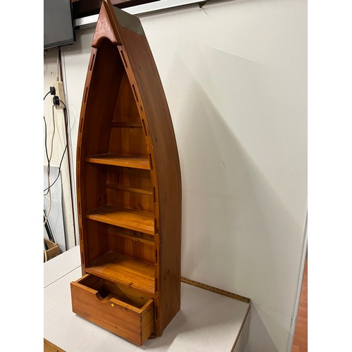 112 - Boat shaped bar/bookcase with drawer.
99cm x 40cm