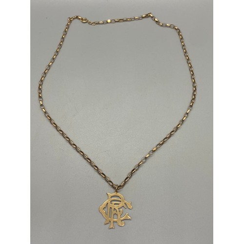 2 - 9ct gold belcher chain & RFC pendant 8.25 grams