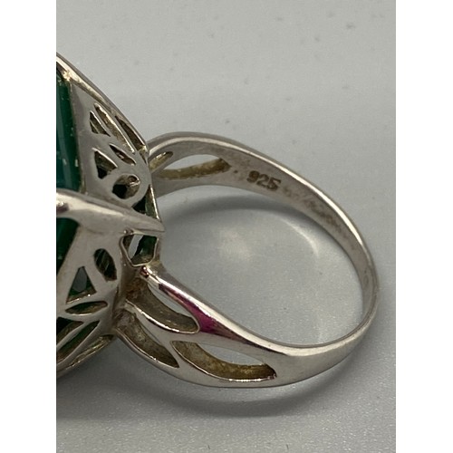 147 - silver & jade dress ring