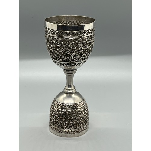 27 - Antique silver colonial indian double sided drinking cup 86.43 grams 12cm tall