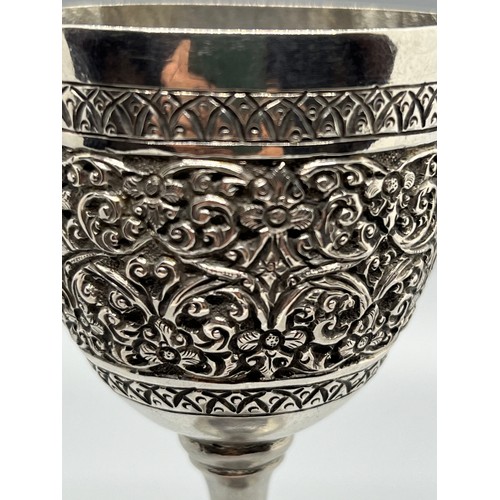 27 - Antique silver colonial indian double sided drinking cup 86.43 grams 12cm tall