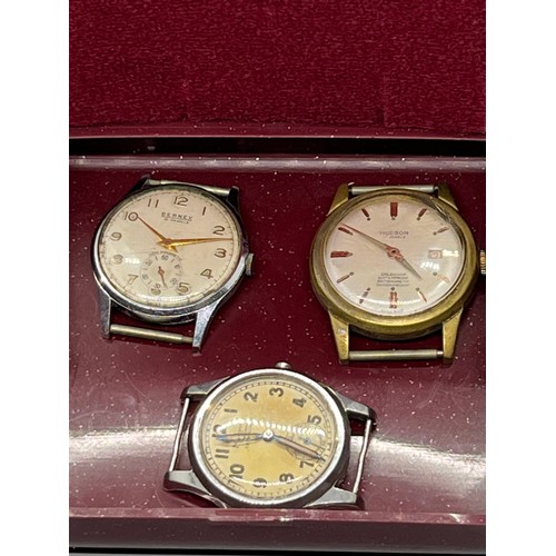 31 - 3 vintage watches to include bernex , hudson (working) & mappin campaign etc