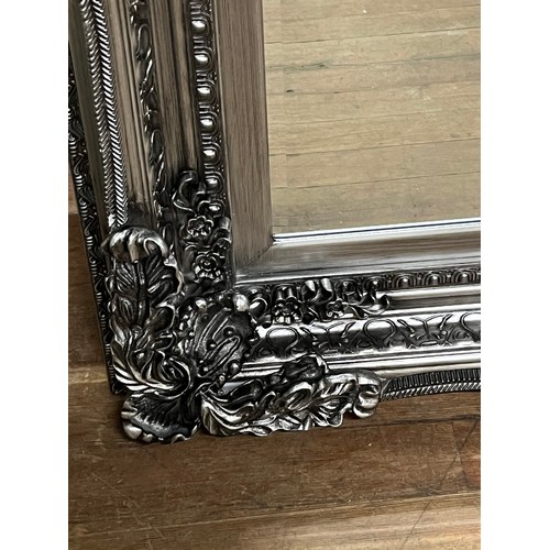 32 - large contemporary silver ornate mirror 89 x 120cm