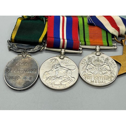 34 - Five bar wwII medal set , wwii star, france & german star, defence medal, war medal & territorial ef... 