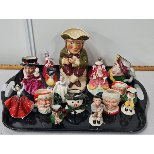 99 - Selection of Toby Jugs and figurines to include Royal Doulton Beefeater, Christine Figurine and Sant... 