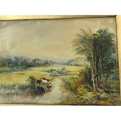 150A - Framed signed water colour by Scottish Artist Joseph Welsh 1833-1904 RSA of river scene along with f... 