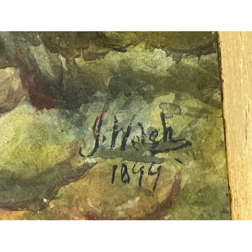 150A - Framed signed water colour by Scottish Artist Joseph Welsh 1833-1904 RSA of river scene along with f... 