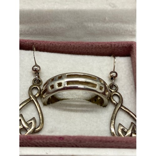 169 - silver rennie macintosh ring & earrings