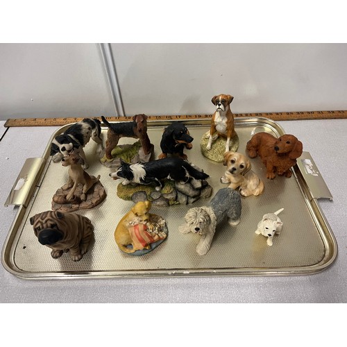 291 - Tray of ceramic dogs to include teviotdale, border fine arts etc.