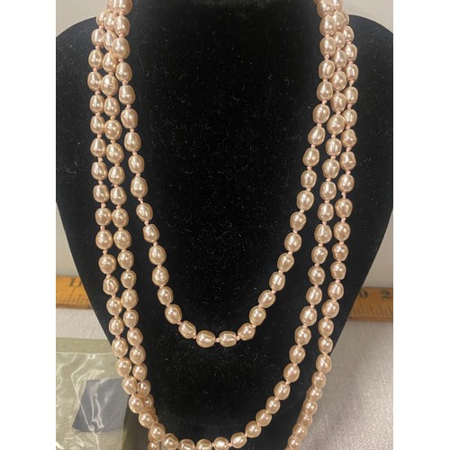 374 - New Honora long pearl necklace new with box and bag and new Honora cultured pearl drop earrings.