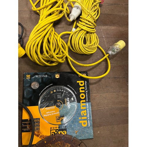 482 - 2 grinders to include dewalt & makita along with cables & daimond tip blade