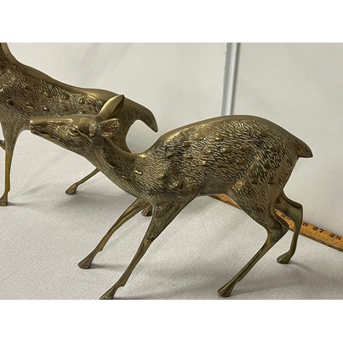 2 - Large Vintage brass Buck & Doe sculptures. 
Largest 34cm x 42cm