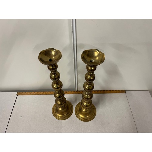 4 - Large pair of heavy brass candle sticks. 
55cm h