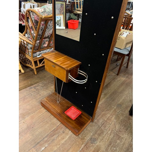 65 - vintage mid century hall stand with mirror & glove box