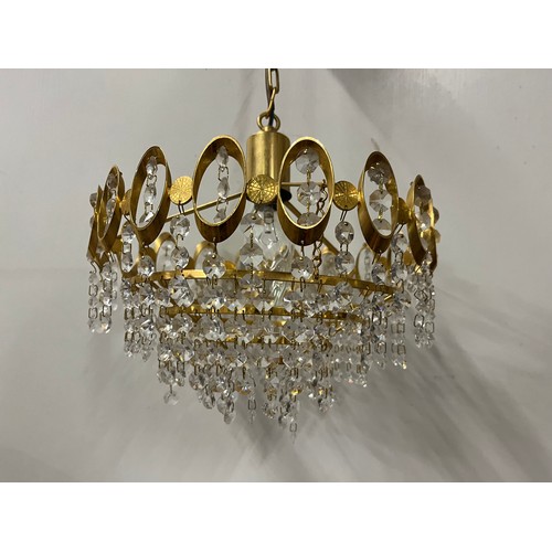 102 - brass & crystal chandelier