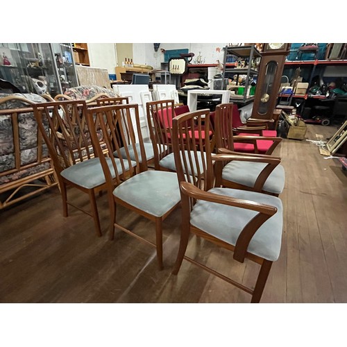 150 - 6 mid century teak mcintosh chairs to include two carvers