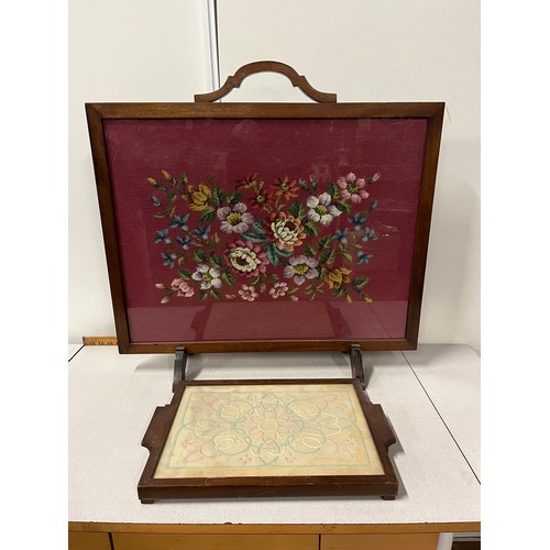 301 - vintage tapestry fire screen & tray