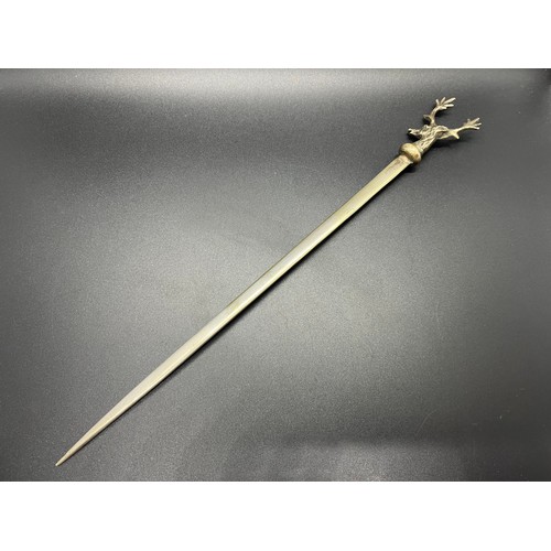 106 - Bronze/brass stag head meat skewer