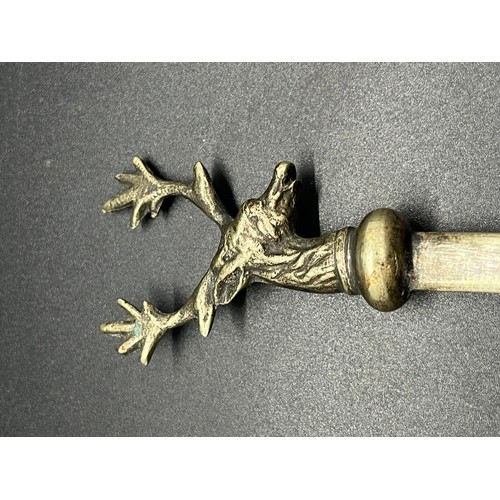 106 - Bronze/brass stag head meat skewer