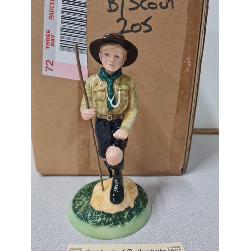 126 - Limited edition Royal Doulton 'Boy Scout' 205/9,500 with certificate. 7.5 inches tall