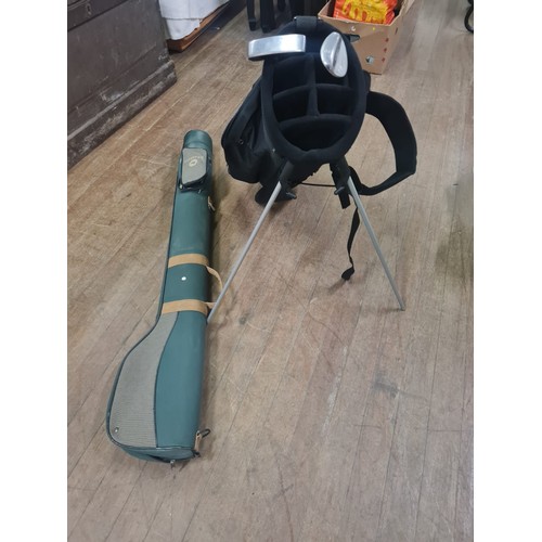 260 - Links of Scotland golf stand bag with 2 clubs along with Masters driver bag