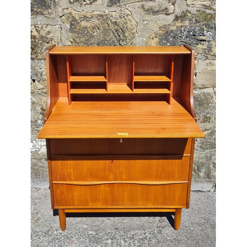 220 - Retro Teak 1960s Sutcliffe of Todmorden Bureau Writing Desk no key