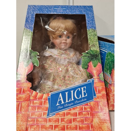 345 - 3 Boxed bisque porcelain dolls to include 'Alice', 'Eugenie' & 'Anne'