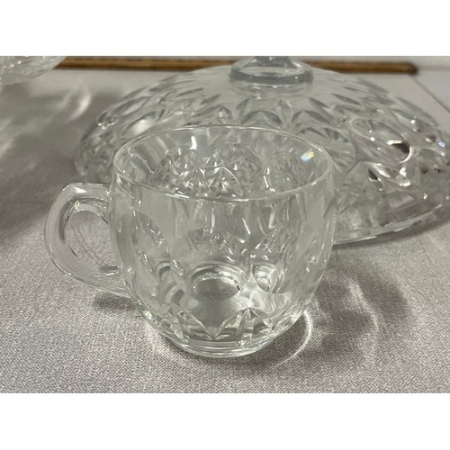 170 - Vintage Beyer Bleikristall West German lead crystal punch bowl with 12 matching cups.