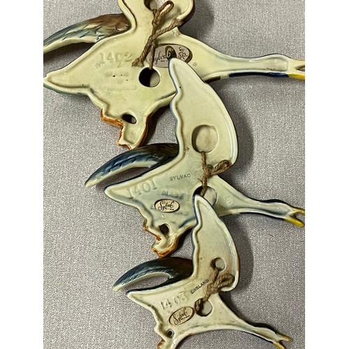 194 - Rare Set of 3 Sylvac graduating mallard ducks, perfect condition largest 9 inches long