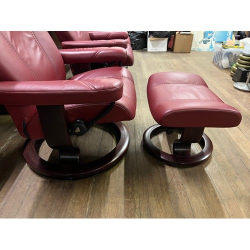 227 - Nearly new Ekorness Stressless consul classic reclining chair & matching footstool made in Norway.