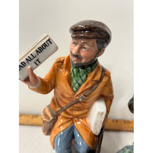 290 - 3 royal doulton figures to include the news vendor, the laird & country lass