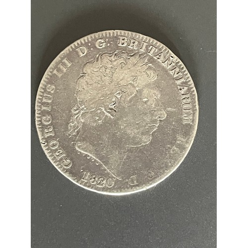 418 - Silver 1820 LX George LII British crown coin.